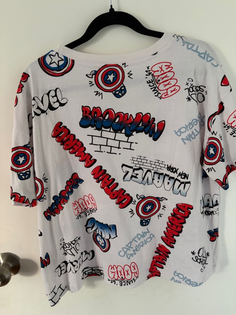 Disney Marvel Captain America Graffiti Graphic Tee - Women’s Boxy Cut Style - Picture 2 of 3